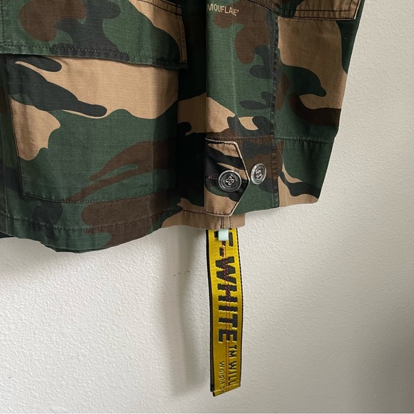 Off White " Field Jacket " Camo 4 Pocket Button Front Jacket - Picture 10 of 10
